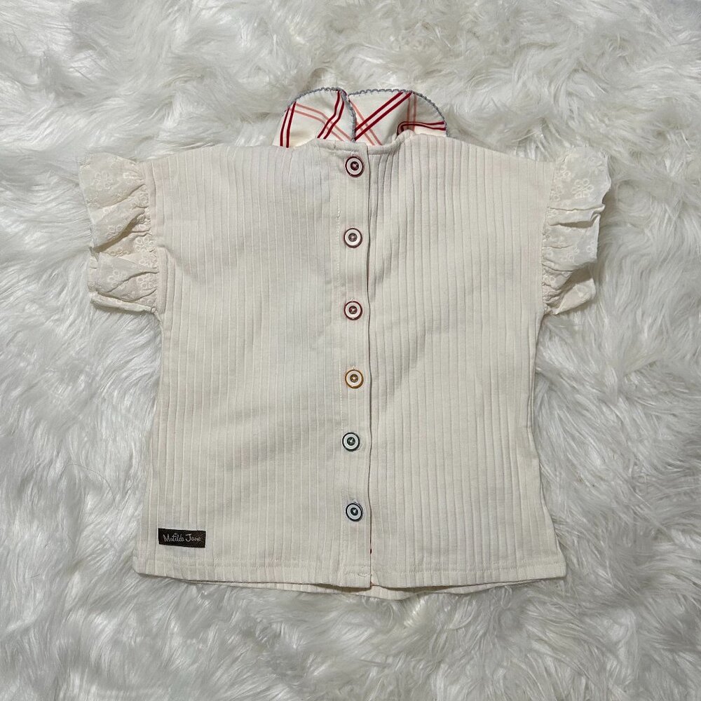 MATILDA JANE Kids Baby Doll Tee w Peter Pan Collar and Colorful Buttons SIZE 4 - Picture 5 of 6